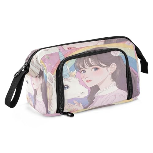 sanluoli Federmäppchen mit großem Fassungsvermögen, cooles Federmäppchen mit Griff, Federmäppchen für die Schule für Erwachsene, High-School-Zubehör, Ölgemälde, Feeling Cute Cat von sanluoli