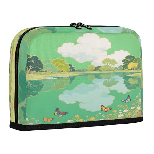 sanluoli Federmäppchen mit großem Fassungsvermögen, multifunktionales Schreibwaren-Federmäppchen für Teenager, adrette Schulbedarf, grüner Frühlingssee von sanluoli