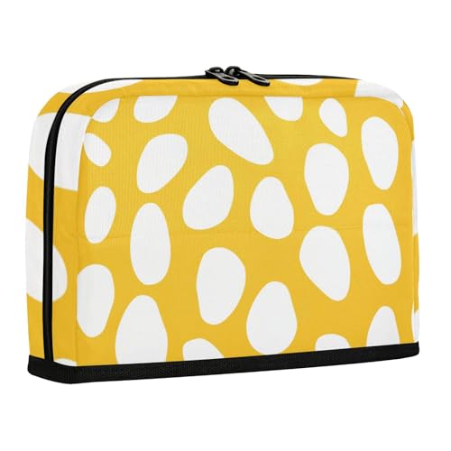 sanluoli Federmäppchen mit großem Fassungsvermögen, weiche Schreibwarentasche für Erwachsene, Schulbedarf, weiße Punkte auf gelbem Hintergrund von sanluoli