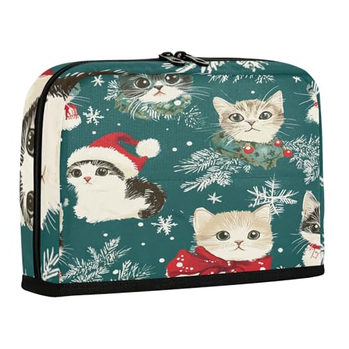 sanluoli Federmäppchen mit großer Kapazität, Make-up-Tasche, breite Öffnung, Schreibwaren, Stifttasche für Teenager, Kindergarten, Cartoon, niedliche Weihnachtskatze von sanluoli