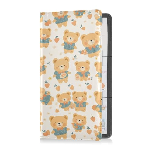 sanluoli Gelbe Retro Bears Premium-Leder-Auto-Registrierungs- und Versicherungshalter, Auto-Handschuhfach-Organizer für Fahrer, Autobesitzer, Anhänger, Motorrad, Boot von sanluoli