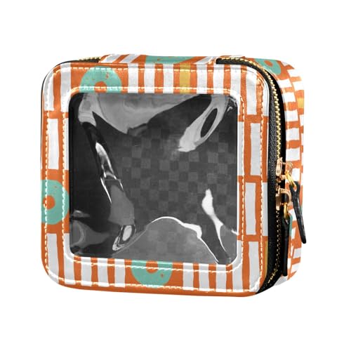 sanluoli Geometrischer Rhythmus Orange Grüne klare Make-up-Tasche für Geldbörse Toiletry Taschen Mini Make-up-Behälter für Frauen, Geometrischer Rhythmus orange grün, 1 Größe, Geometrischer Rhythmus von sanluoli