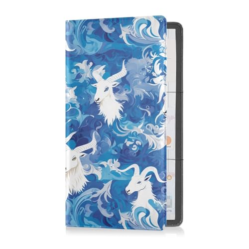 sanluoli Goats Blue Waves Leder Auto Registrierung Versicherung & Ausweishalter Auto Essentials für wichtige Dokumente, Führerschein, Karten von sanluoli