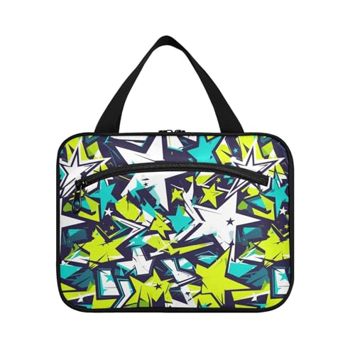 sanluoli Graffiti, abstrakte Kunst, gelbe Sterne, hängendes Reise-Set für Herren, mit Haken, faltbare Designer-Kulturtasche für Reisen, ein Muss für Hotel, Cartera Para Maquillaje, Graffiti abstrakte von sanluoli