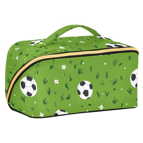 sanluoli Green Field Fußball-Make-up-Tasche mit Trennwänden, tragbare Reisetaschen für Damen, vertikal, freistehend sanluoli Green Field Fußball-Make-up-Tasche mit Trennwänden, tragbare Reisetaschen für Damen, vertikal, freistehend von sanluoli