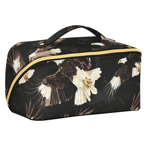 sanluoli Große Vögel, schwarze Make-up-Tasche mit Trennwänden, leichte Kosmetiktasche für Damen, Reisegröße, Zubehör von sanluoli