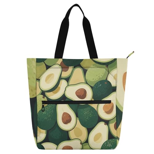 sanluoli Grüne Cartoon-Avocado-Früchte-Büchertasche für Kinder, Jungen, Mädchen, Gothic, große Bibliothek, Büchertasche, Schultertasche mit Reißverschluss, für Schule, Einkaufen, Lebensmittel sanluoli Grüne Cartoon-Avocado-Früchte-Büchertasche für Kinder, Jungen, Mädchen, Gothic, große Bibliothek, Büchertasche, Schultertasche mit Reißverschluss, für Schule, Einkaufen, Lebensmittel von sanluoli
