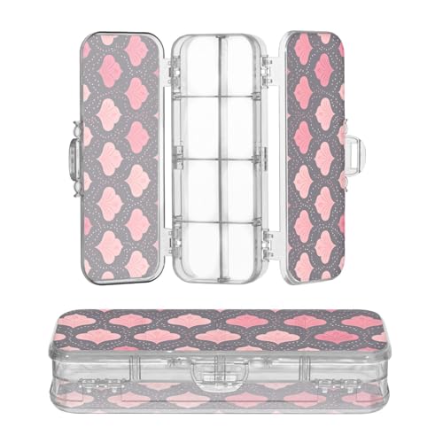 sanluoli Guilloche Stiftebox mit Schnappverschluss und Deckel, doppelstöckig, Schwarz / Pfirsichfarben von sanluoli