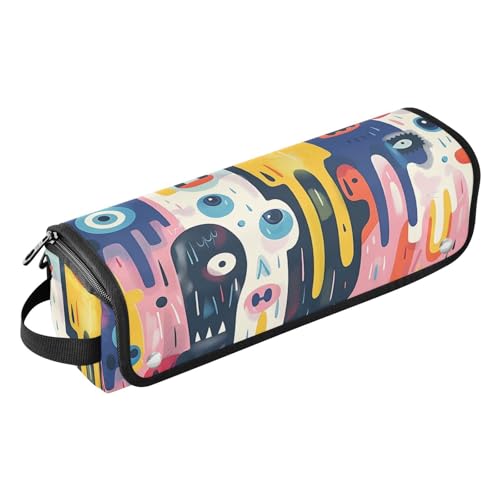 sanluoli Haar-Werkzeug-Reisetasche mit Eisenmatte, große Kapazität, Glätteisen, Organizer für Glätteisen, Lockenstab, Haartrockner, Cartoon-Doodle, bunte Augen von sanluoli