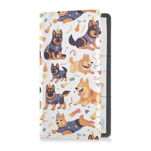 sanluoli Happy Birthday Deutsche Hunde Premium Leder Auto Registrierung Versicherung & Ausweishalter Auto Handschuhfach Organizer für Karten Unverzichtbares Dokument Führerschein von sanluoli