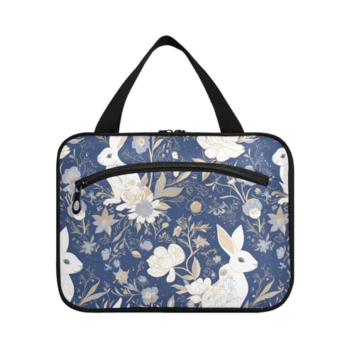 sanluoli Hase blaue Hängetasche für Frauen Reise mit Haken, Designer Uni Tasche für Toilettenartikel für Reisende, Arbeit, estuche para guardar maquillaje, Hasenblau von sanluoli