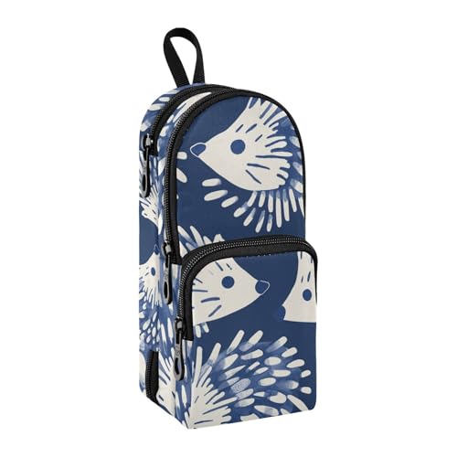 sanluoli Henri-Stil Igel Indigoblau Nylon 3 Fächer Federmäppchen Stifteetui Große Kapazität Schule Federmäppchen Schule Schreibwaren für Männer College 1600 ml von sanluoli