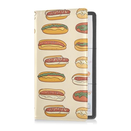 sanluoli Hotdogs Simple Food Premium Leder Registrierungs- und Versicherungskartenhalter Handschuhfach Organizer für Karten, wichtige Dokumente, Führerschein Fahrzeugpapiere von sanluoli