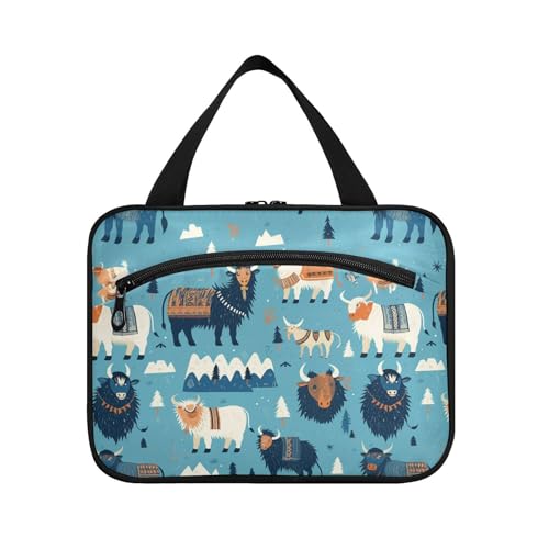 sanluoli Indischer Stil Kuh Schaf Hängetasche für Männer mit Haken, Designer Chic Bürstentasche für Erwachsene WC Bolsa Para Maquillaje, Kuh und Schaf im indischen Stil von sanluoli