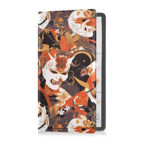 sanluoli Japanische Masken Horror Premium Leder Registrierung und Versicherung Kartenhalter Essential Car Wallet Case für Karten, Essential Document, Führerschein Fahrzeug Papierkram von sanluoli