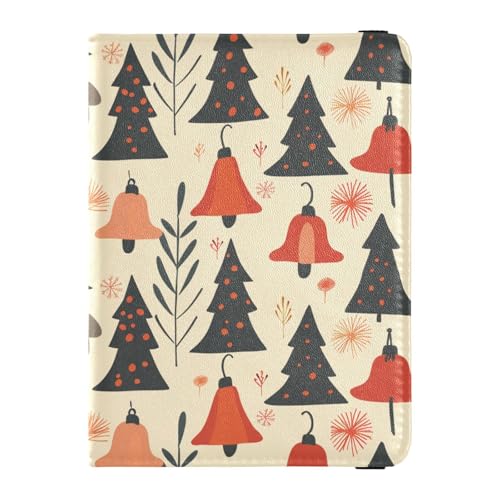 sanluoli Jingle Bells Design Weihnachts-Leder-Reisepass- und Impfkarten-Brieftasche, Kombi, Reisedokumente, Organizer, Schutz, Ausweis, Impfkarte, Geldbörse, leicht von sanluoli