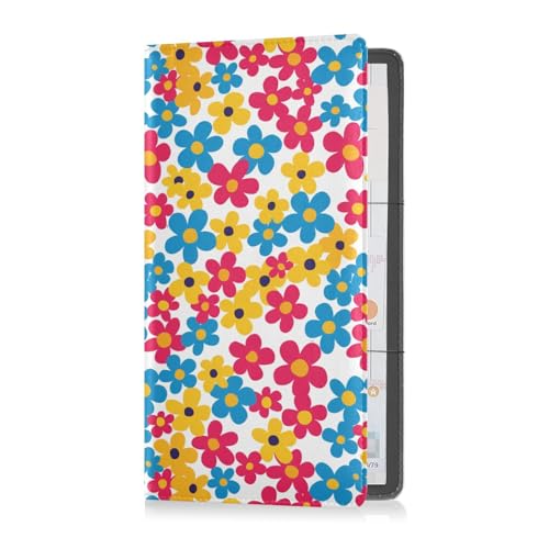 sanluoli Kartenhalter mit buntem Blumenmuster, helles Leder, Handschuhfach-Organizer für wichtige Dokumente, Führerschein, Karten von sanluoli