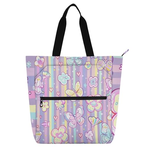 sanluoli Kinder-Tragetasche mit Schmetterlingen und Blumen, für Jungen, Mädchen, Damen, Gothic, groß, strapazierfähig, wiederverwendbar, Bibliotheksbuchtasche, Lebensmitteltasche, Einkaufstasche für sanluoli Kinder-Tragetasche mit Schmetterlingen und Blumen, für Jungen, Mädchen, Damen, Gothic, groß, strapazierfähig, wiederverwendbar, Bibliotheksbuchtasche, Lebensmitteltasche, Einkaufstasche für von sanluoli