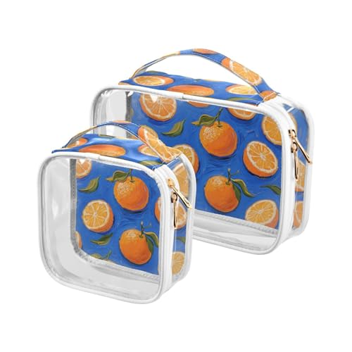 sanluoli Kosmetiktasche für Herren, Kulturbeutel, TSA-genehmigt, tragbar, für Rasierutensilien, 2 Stück, Kunstmalerei in Orange / Obstblau von sanluoli
