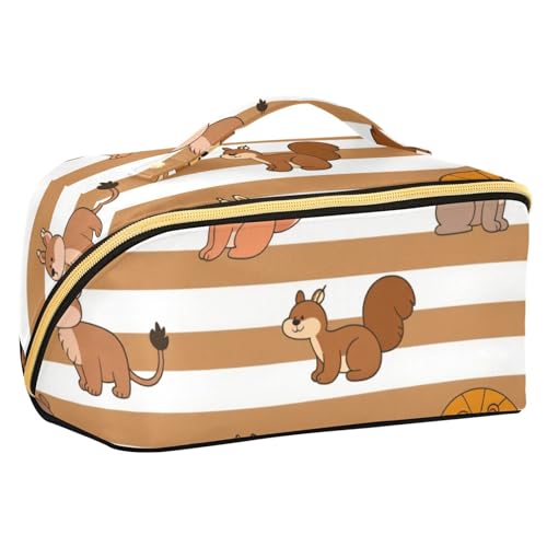 sanluoli Kosmetiktasche mit Trennwänden, Motiv: Löwe, gestreift, für Damen, Reisegröße, Braun / Weiß sanluoli Kosmetiktasche mit Trennwänden, Motiv: Löwe, gestreift, für Damen, Reisegröße, Braun / Weiß von sanluoli
