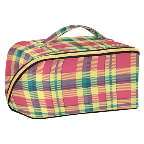 sanluoli Kosmetiktasche mit Trennwänden, Motiv: Merry Christmas, Büffelkaro, vertikal, freistehend von sanluoli