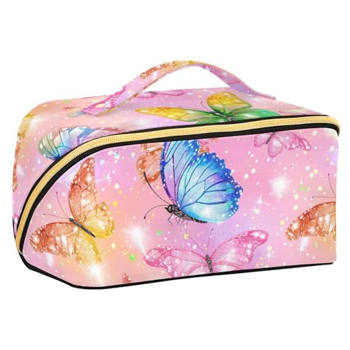 sanluoli Kosmetiktasche mit Trennwänden, Motiv: Schmetterling, glitzernd, tragbare Kosmetiktasche für Geldbörse, Reise-Zubehör von sanluoli