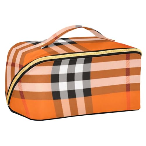 sanluoli Kosmetiktasche mit Trennwänden, Reißverschluss, Kosmetiktasche für Damen, Reisegröße, Schwarz / Weiß / Orange von sanluoli