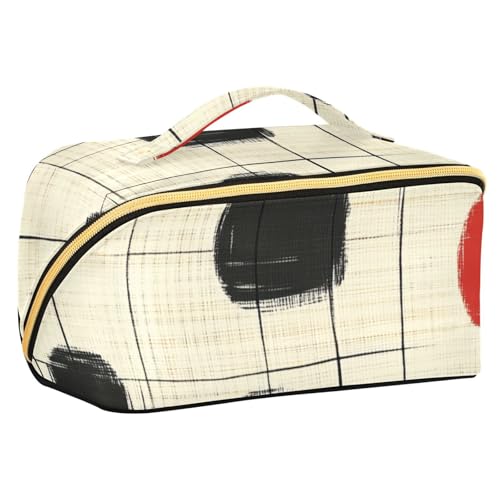 sanluoli Kosmetiktasche mit Trennwänden, tragbar, für Damen, Reisegröße, Schwarz / Rot von sanluoli