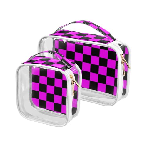 sanluoli Kulturbeutel für Damen, transparent, 2 Stück, Büffelkaro, Schwarz, Magenta, TSA-geprüft, transparent, kleine Make-up-Tasche, Rasierset, Büffelkaro, Schwarz, Magenta, Buffalo Plaid Karo sanluoli Kulturbeutel für Damen, transparent, 2 Stück, Büffelkaro, Schwarz, Magenta, TSA-geprüft, transparent, kleine Make-up-Tasche, Rasierset, Büffelkaro, Schwarz, Magenta, Buffalo Plaid Karo von sanluoli