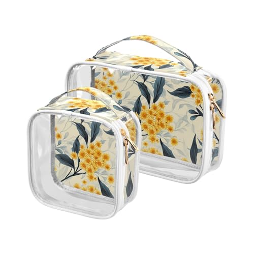 sanluoli Kulturbeutel für Herren, Motiv: Australien Golden Wattle Beauty Flowers, TSA-geprüft, wiederverwendbar, 2 Stück, Australia Golden Wattle Beauty Flowers von sanluoli