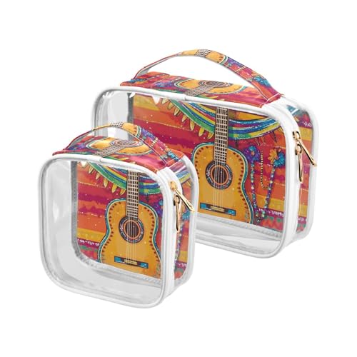 sanluoli Kulturbeutel für Herren, Motiv: Cinco De Mayo Gitarre, transparent, mexikanischer Stil, für Reisen, TSA-zugelassen, multifunktional, 2 Stück, Cinco de Mayo Gitarre im mexikanischen Stil sanluoli Kulturbeutel für Herren, Motiv: Cinco De Mayo Gitarre, transparent, mexikanischer Stil, für Reisen, TSA-zugelassen, multifunktional, 2 Stück, Cinco de Mayo Gitarre im mexikanischen Stil von sanluoli