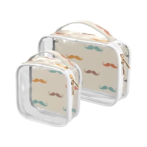 sanluoli Kulturbeutel für Herren, transparent, Boho-Stil, einfacher Stil, Schnurrbärte, TSA-zugelassen, tragbare Make-up-Tasche, kleine Reiseutensilien, Boho-Stil, einfacher Stil, Schnurrbärte, 2 von sanluoli