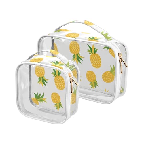 sanluoli Kulturbeutel für Herren, transparent, Cartoon-Ananas mit gelbem Boden, TSA-zugelassen, wasserdicht, Make-up-Pinseltasche, Reisezubehör, Cartoon-Ananas mit gelbem Boden, 2 Stück sanluoli Kulturbeutel für Herren, transparent, Cartoon-Ananas mit gelbem Boden, TSA-zugelassen, wasserdicht, Make-up-Pinseltasche, Reisezubehör, Cartoon-Ananas mit gelbem Boden, 2 Stück von sanluoli