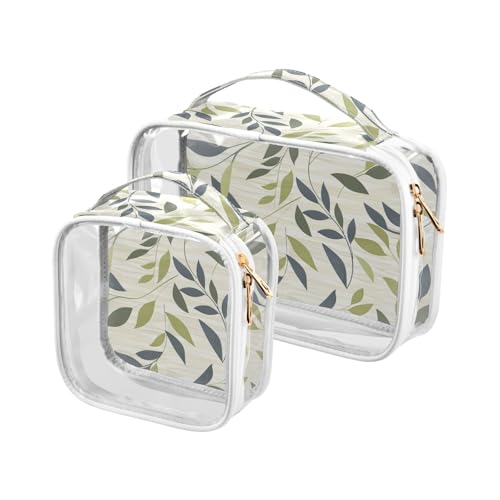 sanluoli Kulturbeutel für Herren, transparent, hellgrün und grau, Spiralblätter, TSA-geprüft, wasserabweisend, kleine Make-up-Tasche, Rasierset, 2 Stück, Hellgrüne und graue Spiralblätter sanluoli Kulturbeutel für Herren, transparent, hellgrün und grau, Spiralblätter, TSA-geprüft, wasserabweisend, kleine Make-up-Tasche, Rasierset, 2 Stück, Hellgrüne und graue Spiralblätter von sanluoli