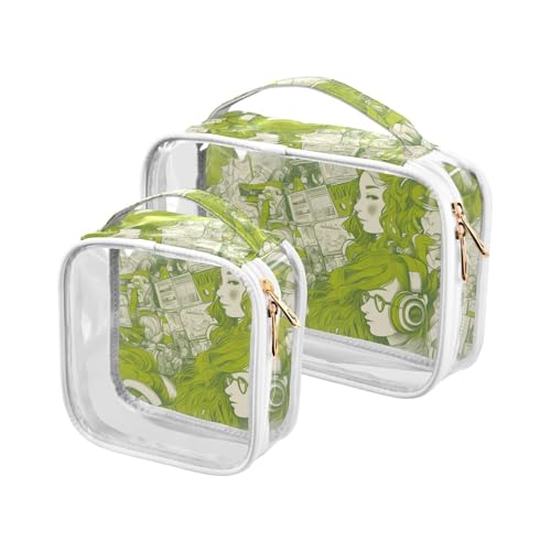 sanluoli Kulturbeutel für Herren, transparent, weiß und grün, Cartoon-Charaktere, TSA-zugelassen, tragbare Kosmetiktasche, Reisezubehör, weiße und grüne Cartoon-Figuren, 2 Stück, Weiße und grüne sanluoli Kulturbeutel für Herren, transparent, weiß und grün, Cartoon-Charaktere, TSA-zugelassen, tragbare Kosmetiktasche, Reisezubehör, weiße und grüne Cartoon-Figuren, 2 Stück, Weiße und grüne von sanluoli
