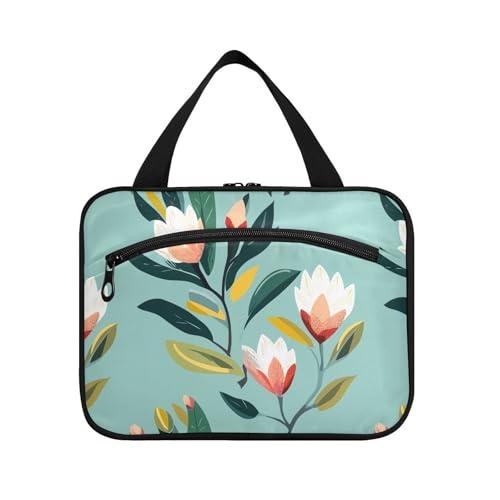 sanluoli Kulturbeutel mit Haken, Motiv: Botanische Illustration, Grün, zum Aufhängen, Designerzubehör für Damen, Urlaub, Bolso Para Maquillaje de Mujer, Botanische Illustration, Grün von sanluoli