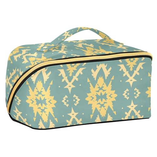 sanluoli Kulturbeutel mit Trennwänden, Reißverschluss, Reise-Kosmetiktasche für Damen, vertikal, freistehend, Blaugrün und Gelb sanluoli Kulturbeutel mit Trennwänden, Reißverschluss, Reise-Kosmetiktasche für Damen, vertikal, freistehend, Blaugrün und Gelb von sanluoli