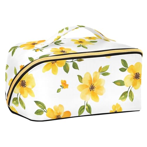 sanluoli Kulturbeutel mit Trennwänden, wasserdicht, für Damen, Reisegröße, Gelb von sanluoli