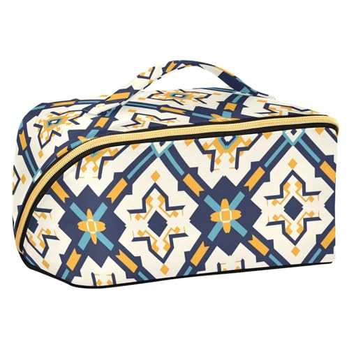 sanluoli Kulturbeutel mit flachem geometrischem Muster, Malteserkreuz, mit Trennwänden, tragbare Reise-Kosmetiktasche für Damen, Reisegröße, Zubehör sanluoli Kulturbeutel mit flachem geometrischem Muster, Malteserkreuz, mit Trennwänden, tragbare Reise-Kosmetiktasche für Damen, Reisegröße, Zubehör von sanluoli