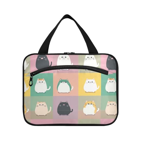 sanluoli Kulturbeutel mit niedlichem Cartoon-Katzen-Motiv, zum Aufhängen, für Herren, mit Haken, zusammenklappbarer Kosmetik-Organizer für Reisen, Urlaub, Bolsas Para Maquillaje, Niedliche von sanluoli