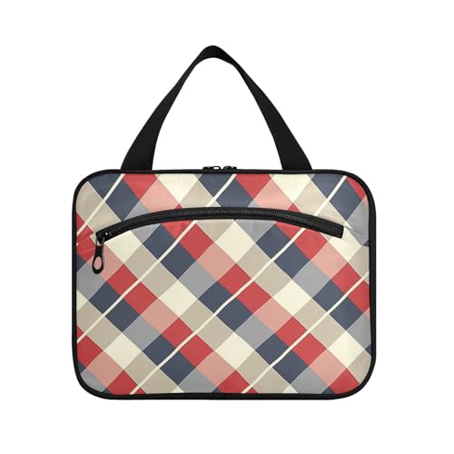 sanluoli Kulturbeutel zum Aufhängen für Damen, mit Haken, waschbar, für Damen, mit Karomuster, Rot, Blau und Weiß, kariert, für Reisen, Fitnessstudio, Organizer de Maquillaje Para, Rotes, blaues und sanluoli Kulturbeutel zum Aufhängen für Damen, mit Haken, waschbar, für Damen, mit Karomuster, Rot, Blau und Weiß, kariert, für Reisen, Fitnessstudio, Organizer de Maquillaje Para, Rotes, blaues und von sanluoli