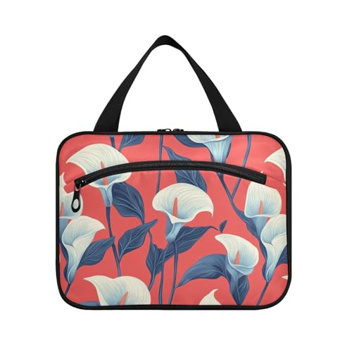 sanluoli Lily Calla Make-up-Tasche mit Haken, multifunktionale Designer-Tasche für Herren, Rucksackreisen, Rot, Lilie, Calla, rote Blumen von sanluoli