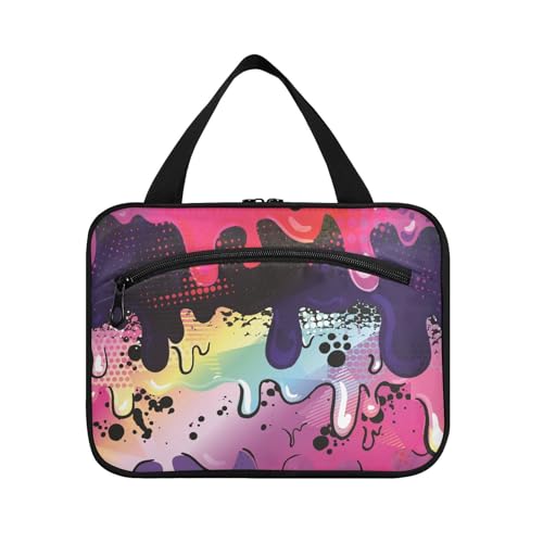 sanluoli Make-up-Tasche mit bunten Streifen, zum Aufhängen, mit Haken, Designer-Bürstentasche für Accessoires für Damen, Toilette, Bolsa de Maquillaje Para Mujer, Helle Farbstreifen von sanluoli