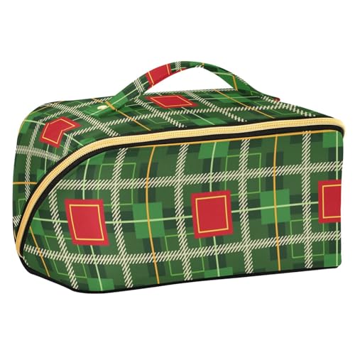 sanluoli Merry Christmas Buffalo Plaid Karo Reisetasche mit Trennwänden, wasserdichte Reisetaschen für Damen, vertikal, freistehend von sanluoli