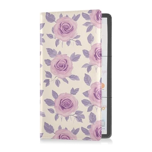 sanluoli Minimalistisches Retro-Blumenmuster, Leder, für Registrierungs- und Versicherungskarten, Organizer für Karten, wichtige Dokumente, Führerschein, Fahrzeugpapiere von sanluoli