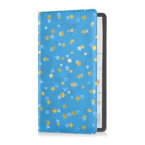 sanluoli Nahtlose blaue Ästhetik, blaue goldene Sterne, Leder, Auto-Registrierungs- und Versicherungshalter, Handschuhfach-Organizer für Karten, wesentliche Dokumente, Führerschein von sanluoli