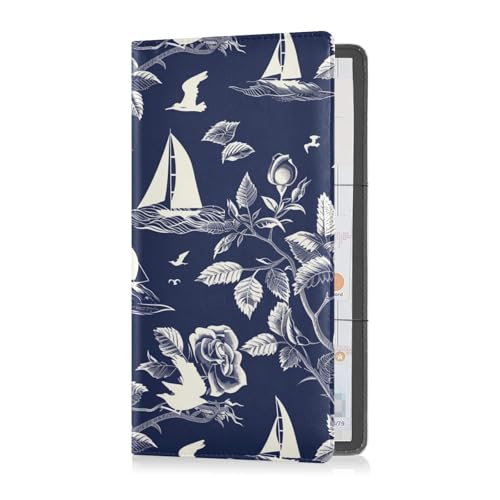 sanluoli Nautical Beach Ocean Style Roses Safari Premium Leder Auto Registrierung Versicherung & ID Card Holder Wallet Zubehör Hülle für Karten, Essential Document Führerschein von sanluoli
