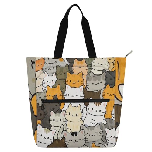 sanluoli Niedliche Cartoon-Katzen-Büchertasche für Kinder, Jungen, Mädchen, Gothic, stabile Schul-Schultertasche mit Reißverschlusstaschen, für Schule, Einkaufen, Strand, Regenbogen-Schulbedarf sanluoli Niedliche Cartoon-Katzen-Büchertasche für Kinder, Jungen, Mädchen, Gothic, stabile Schul-Schultertasche mit Reißverschlusstaschen, für Schule, Einkaufen, Strand, Regenbogen-Schulbedarf von sanluoli