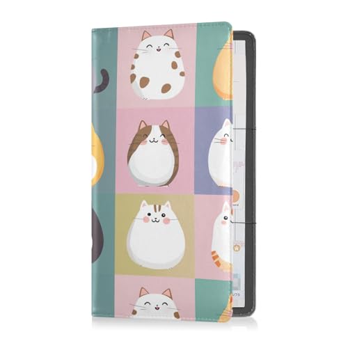 sanluoli Niedliche Cartoon-Katzen-Plaids Premium Leder Auto Registrierung und Versicherung Kartenhalter Unverzichtbare Auto Brieftasche Hülle für Karten Essential Document Führerschein von sanluoli