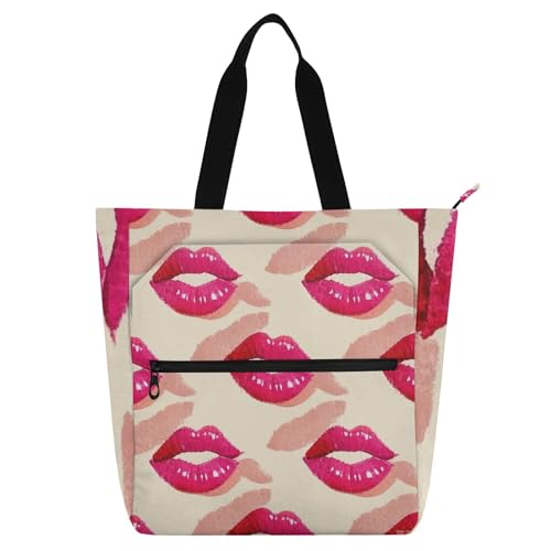 sanluoli Niedliche Cartoon-Lippe, beige, Kinderbuch-Tragetasche für Jungen, Mädchen, Erwachsene, Gothic, wasserdicht, Lehrer-Tragetasche, Schultertasche mit Reißverschluss, für College, Shopping sanluoli Niedliche Cartoon-Lippe, beige, Kinderbuch-Tragetasche für Jungen, Mädchen, Erwachsene, Gothic, wasserdicht, Lehrer-Tragetasche, Schultertasche mit Reißverschluss, für College, Shopping von sanluoli